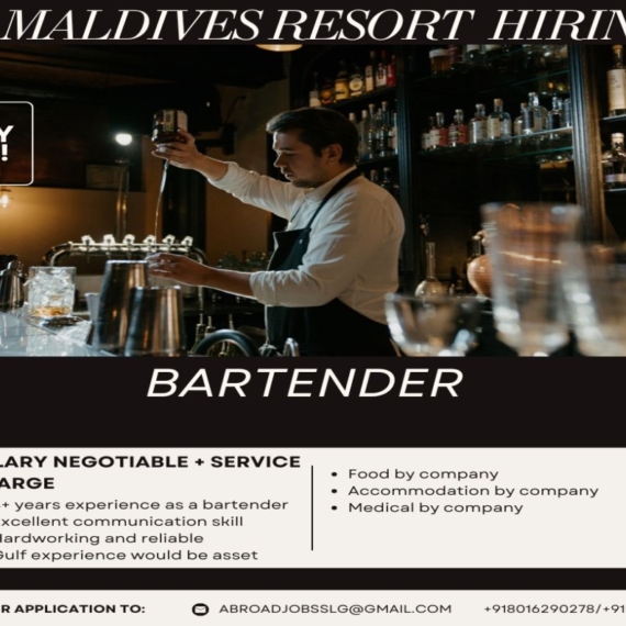 Exciting Bartender Job Opportunity at a Maldives Resort!